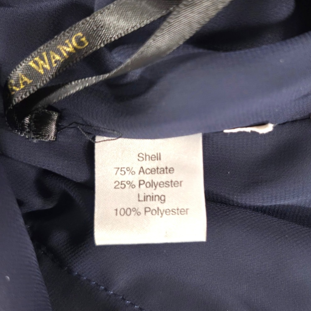 Vera Wang Maids Gown Mermaid Bow Back Satin Chiffon Navy Blue 10 - Picture 6 of 10